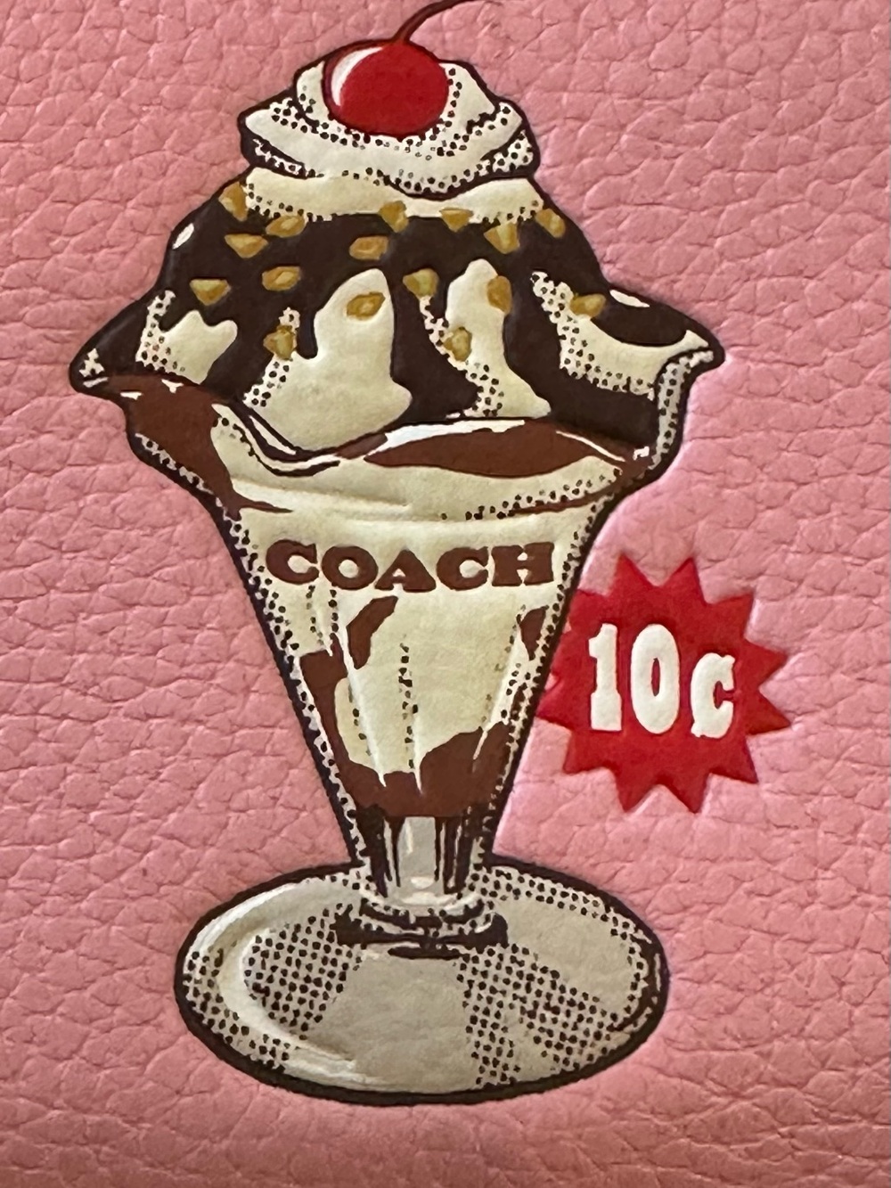 Coach Pink Zip-Around Wristlet Wallet with Sundae Motif - Picture 2 of 5